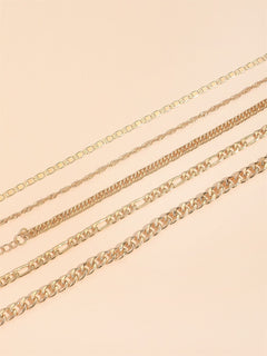 Image of vintage metal snake chain anklet set in gold