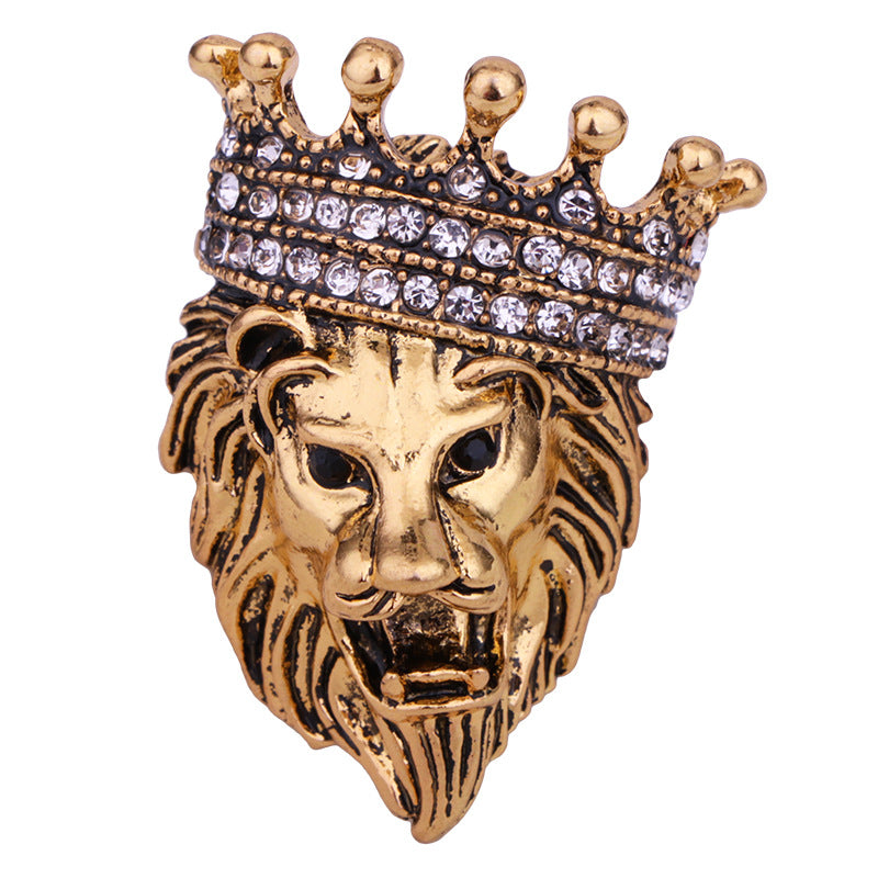 Stylish crown animal pin for men's fashion