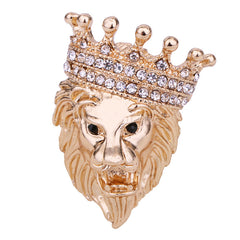 Close-up view of vintage brooch with lion design