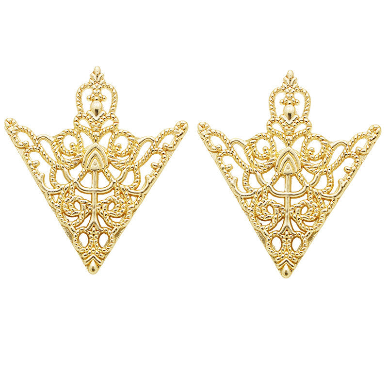 Retro Triangle Crown Brooch - Antique Bronze
