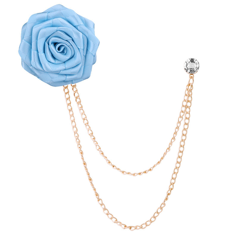 Color variants of floral brooches displayed neatly