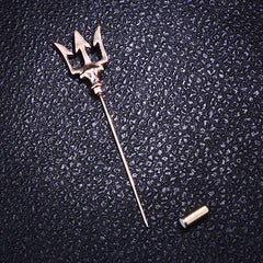 Stylish men trident lapel pin worn on jacket