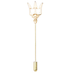 Back view of trident lapel pin on suit