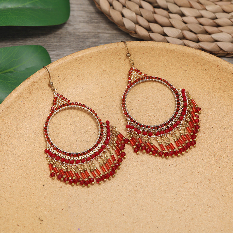 Stylish earrings displayed with bohemian outfits