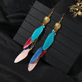 Bohemian feather tassel earrings in vibrant blue