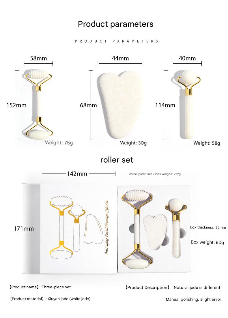 portrait of gua sha tool and roller