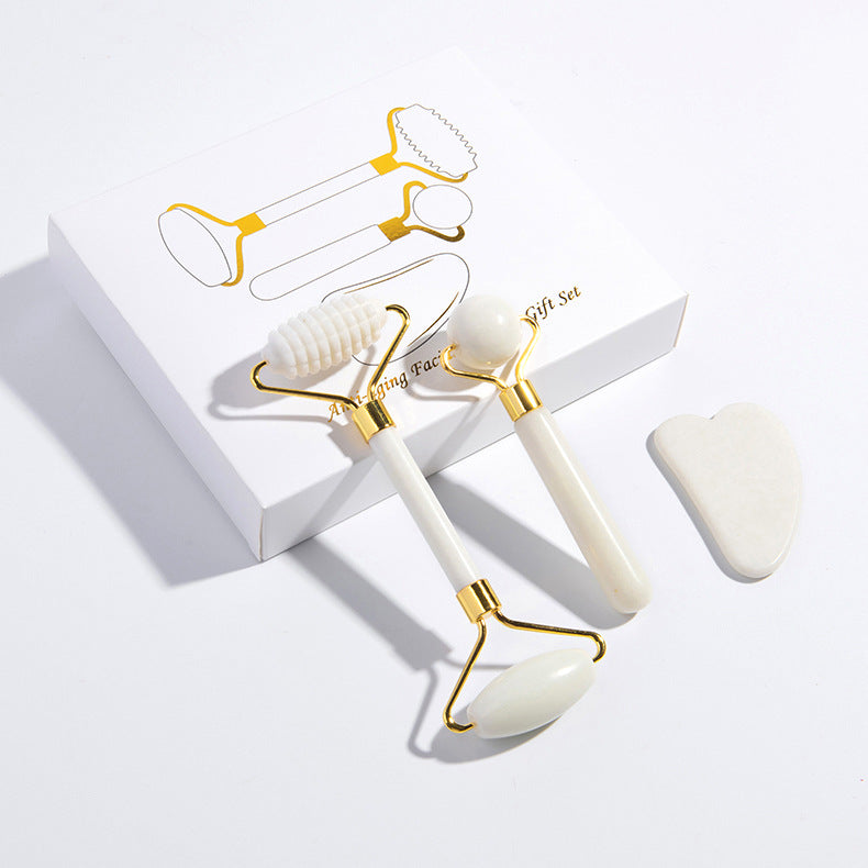 packaging of jade roller and gua sha facial massage tools