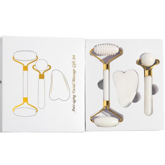 side view of jade roller with gua sha tool