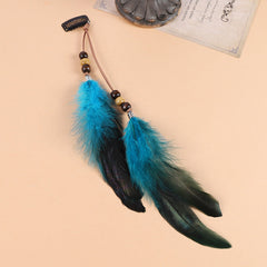 Feather hair clip for women styled on model