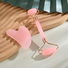 Portable rose quartz face roller