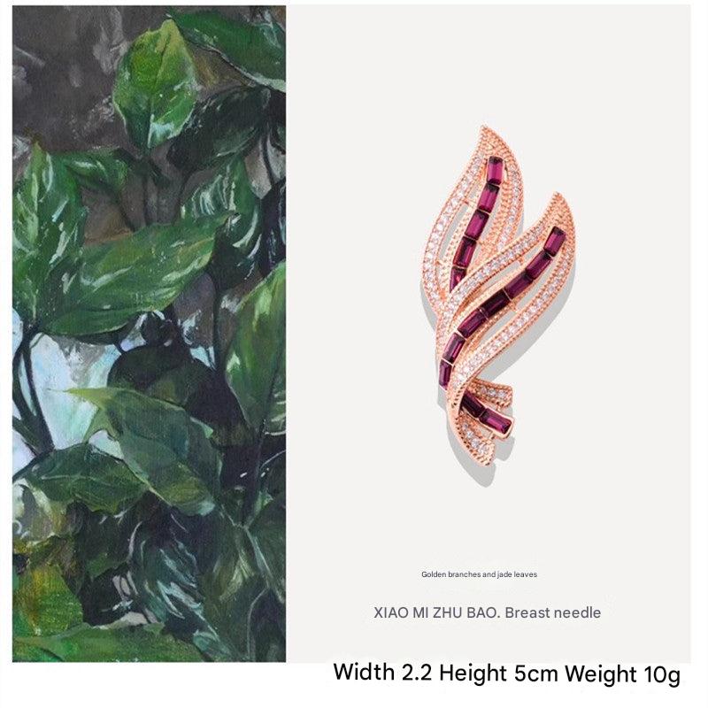 elegant leaf brooch in rose gold