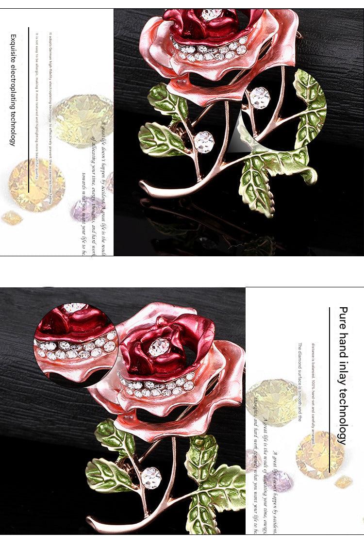Detailed view of rhinestone accents on brooch