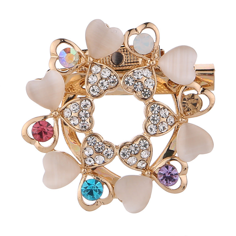 Elegant rhinestone cat eye brooch pin