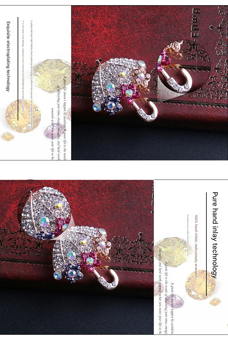 Rhinestone brooch styling on a bag