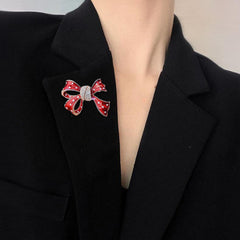 Elegant Bow Shape Brooch with Rhinestones Image 3