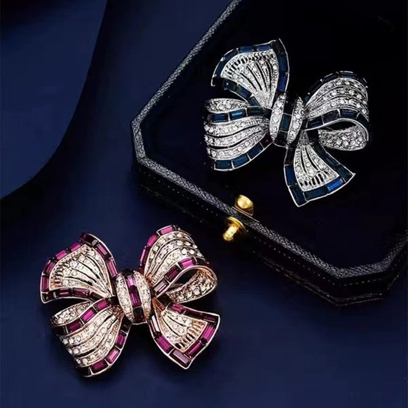 Close up view of Butterfly Knot Brooch with Zircon Stones