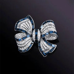 Close up view of Butterfly Knot Brooch with Zircon Stones