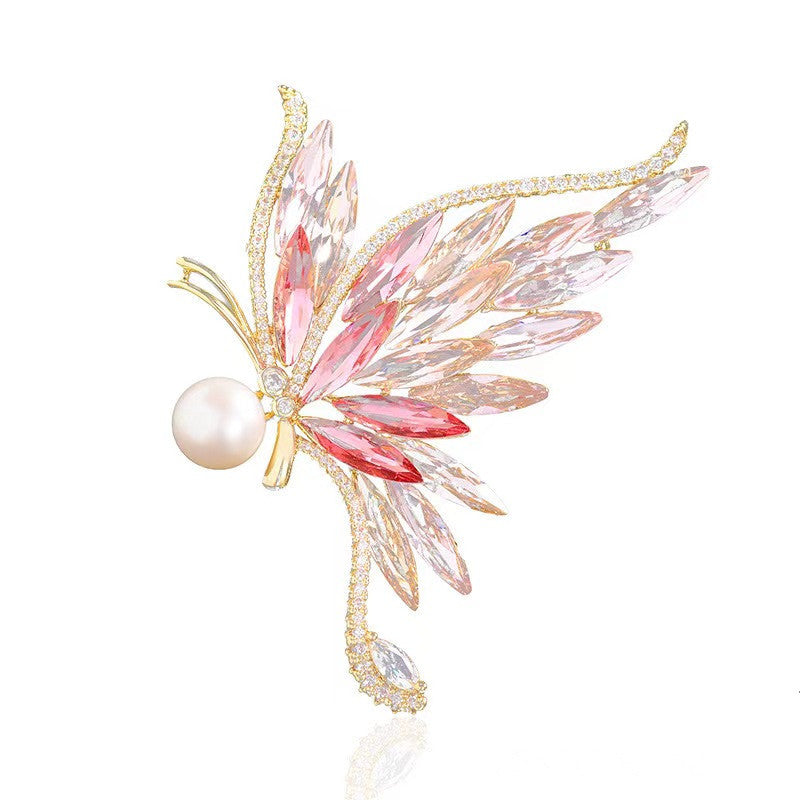 Stylish crystal butterfly brooch with gradient design