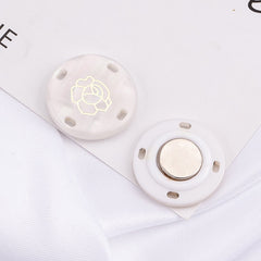 Close-up view of strong magnetic snaps for garments