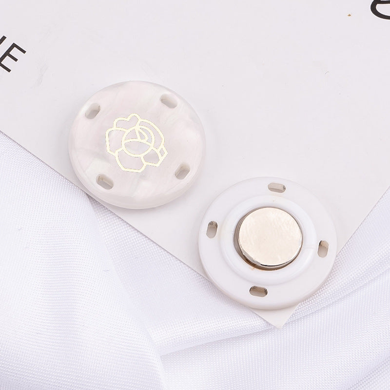 Close-up view of strong magnetic snaps for garments