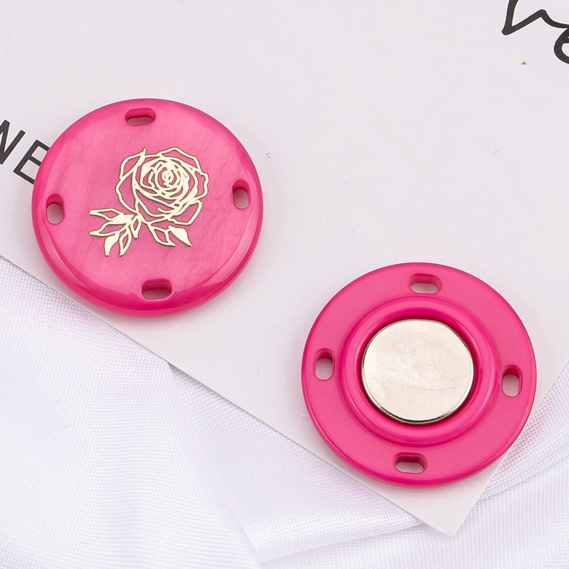 Close-up view of strong magnetic snaps for garments