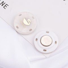 Close-up view of strong magnetic snaps for garments