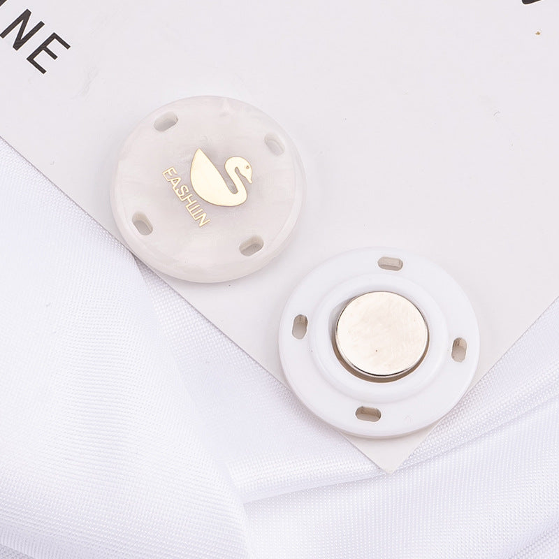 Close-up view of strong magnetic snaps for garments