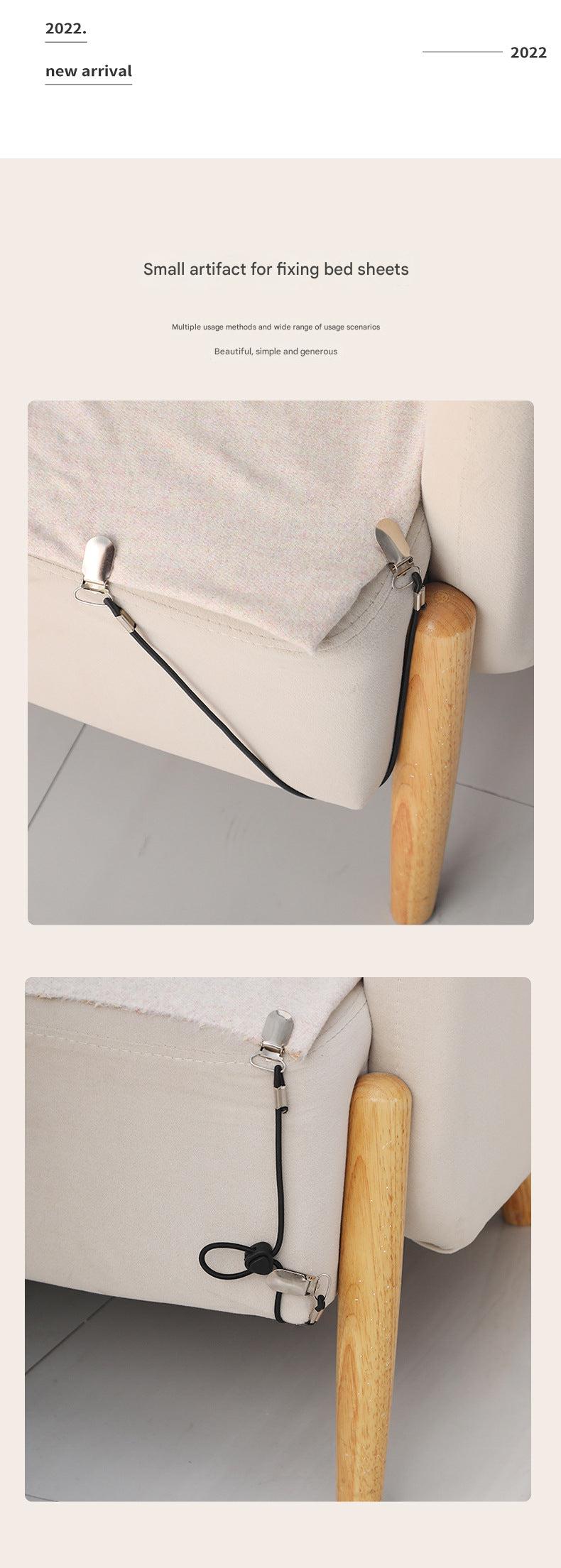 adjustable elastic clamp for bedding on a bed