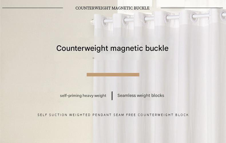 Variety of magnetic curtain weights displayed