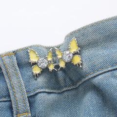 Adjustable Waist Butterfly Buckle with Rhinestones - Back View