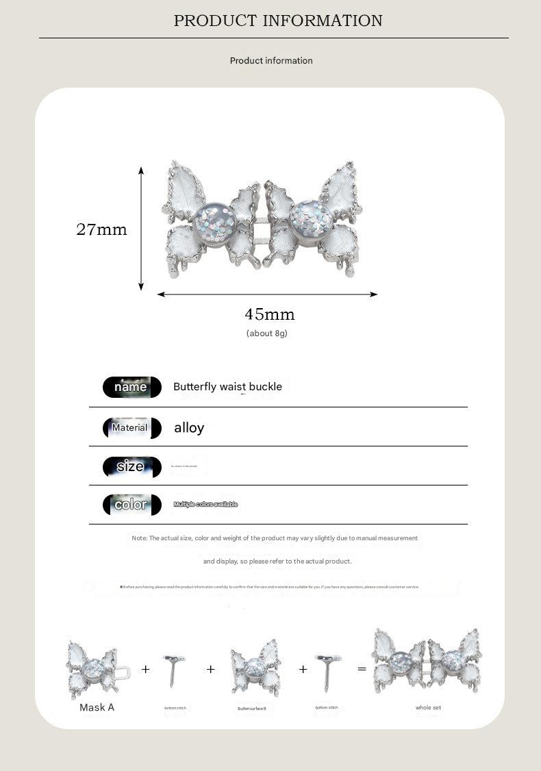Adjustable Waist Butterfly Buckle with Rhinestones - Buckle Design