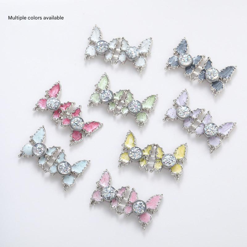 Adjustable Waist Butterfly Buckle with Rhinestones - Close Up
