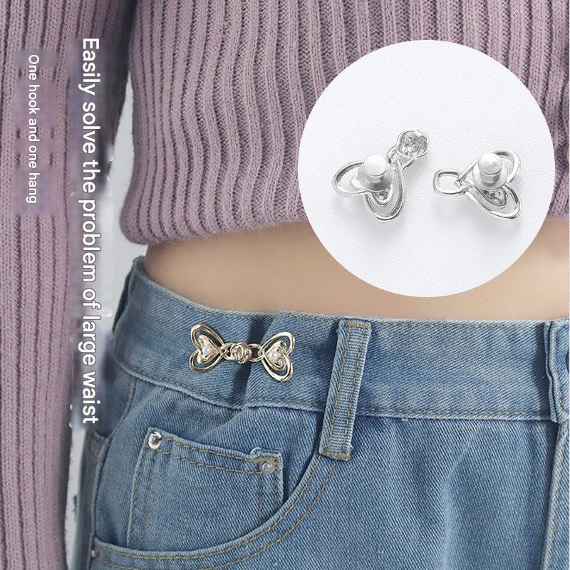 Metal waist button for clothing adjustments