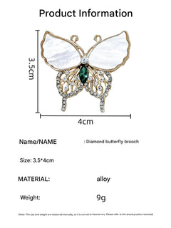Close-up of Elegant Natural Shell Green Butterfly Brooch