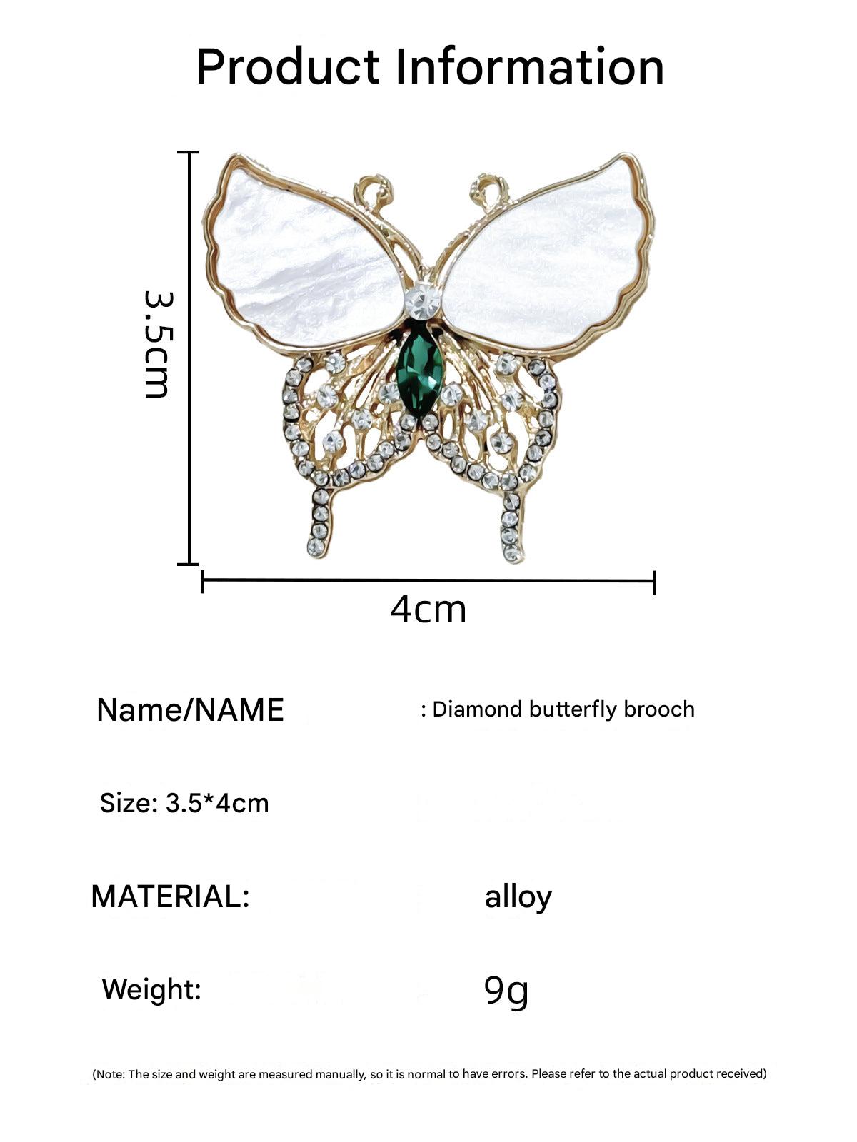 Close-up of Elegant Natural Shell Green Butterfly Brooch