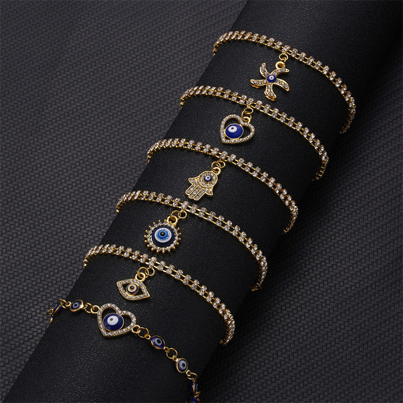Stylish blue eye charm bracelet for women