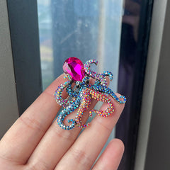 Close-up of the Unique Alloy Octopus Brooch