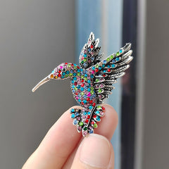 Hummingbird Brooch in colorful rhinestones