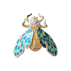 Rhinestone embellished bee and cicada brooch