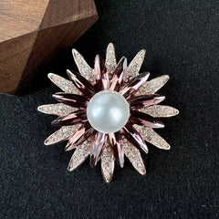 Elegant flower brooch with pearl accents 2