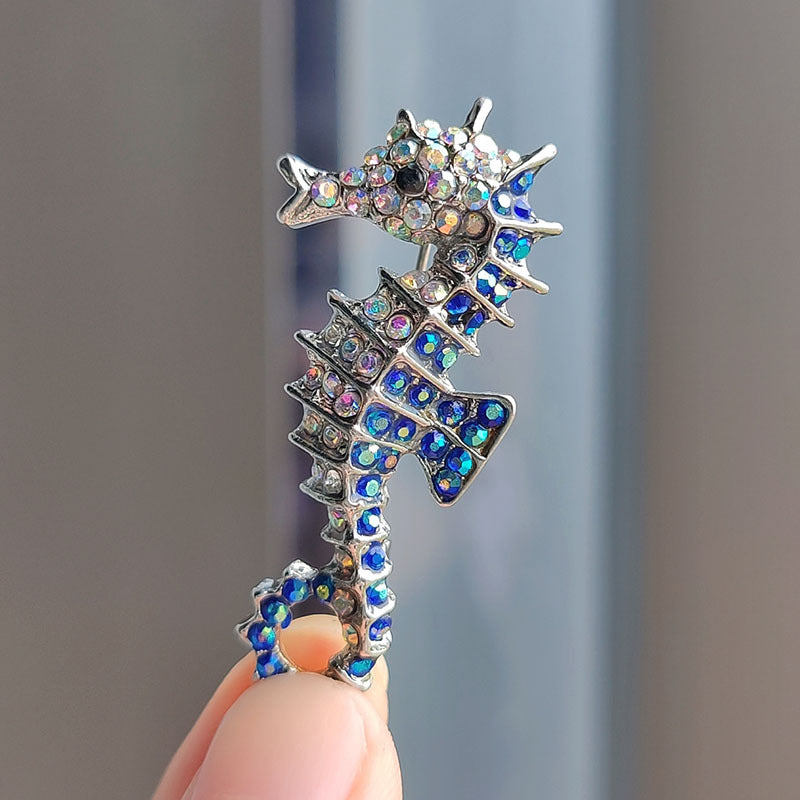 Whimsical Rhinestone Seahorse Brooch Design - Image 10