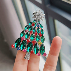 Brooch worn on coat showcasing festive style