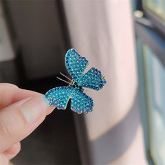 Elegant rhinestone butterfly brooch front view