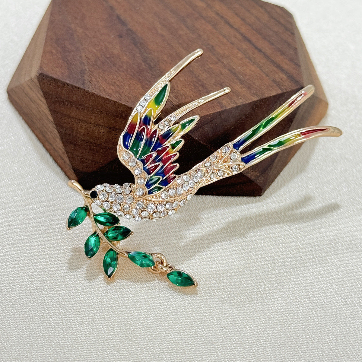 Charming Swallow Brooch Pin close up view