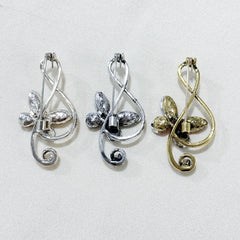 Alloy fashion pin with musical note and butterfly theme
