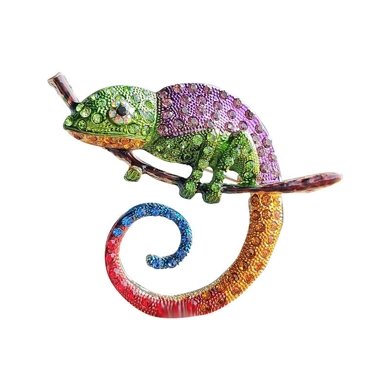 Wearing a Colour-Changing Lizard Brooch