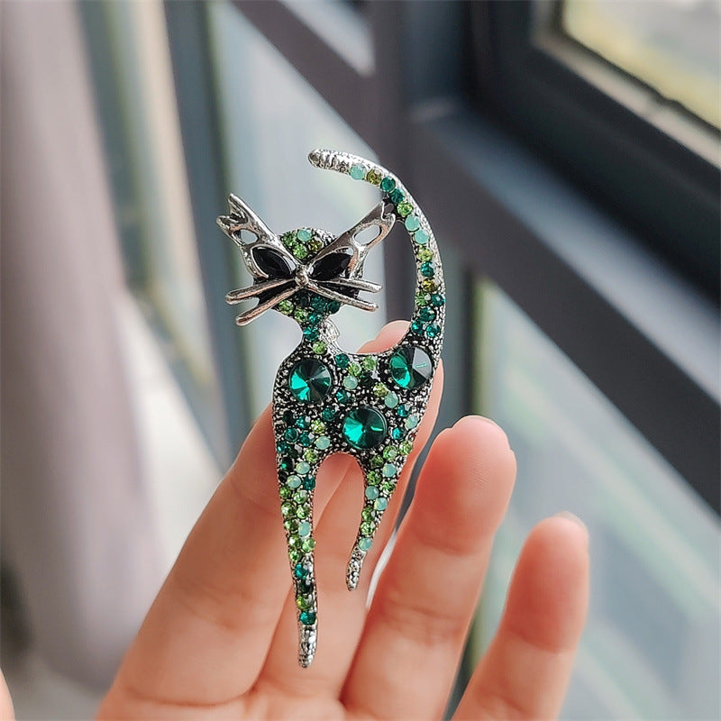 Detailed close-up of rhinestone accent on brooch