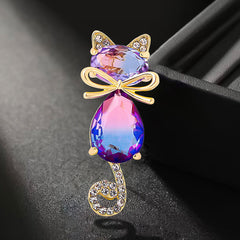 High-end cat-shaped pin with colourful design