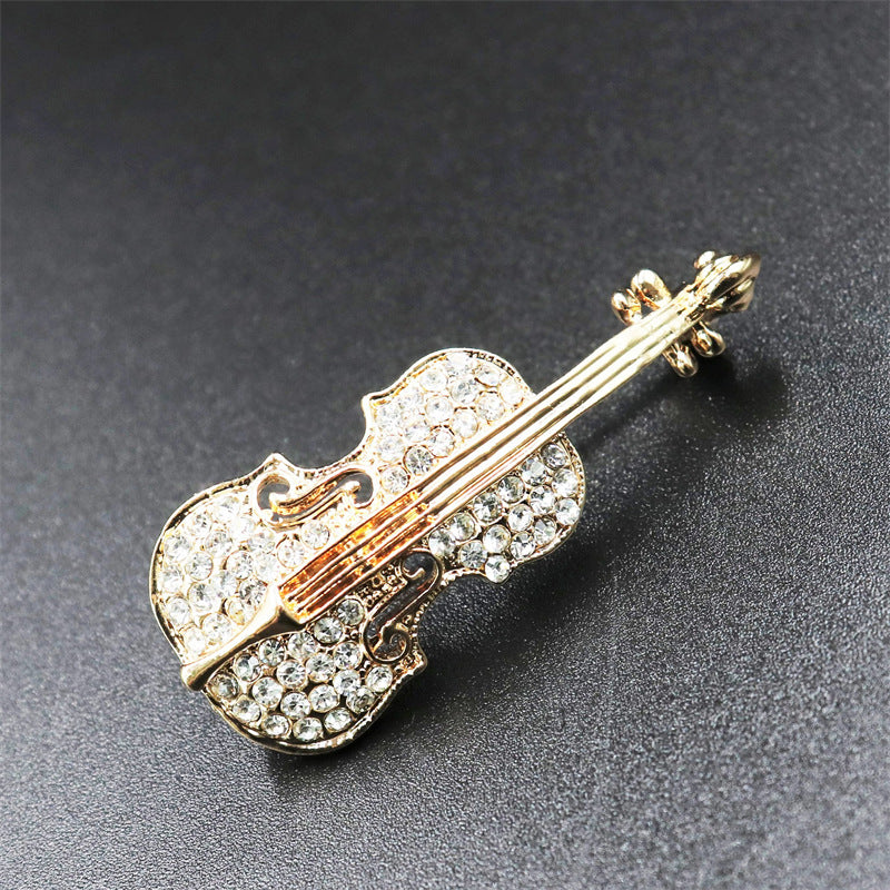 Side View of Stylish Violin Brooch