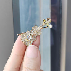 Detailed View of Brooch - Alloy and Rhinestones